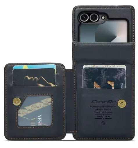 RFID Flip Leather Wallet Case For Samsung Z Flip Black / Samsung  Galaxy Z Flip 6 CM20250830-01-Samsung Z Flip 6-Black