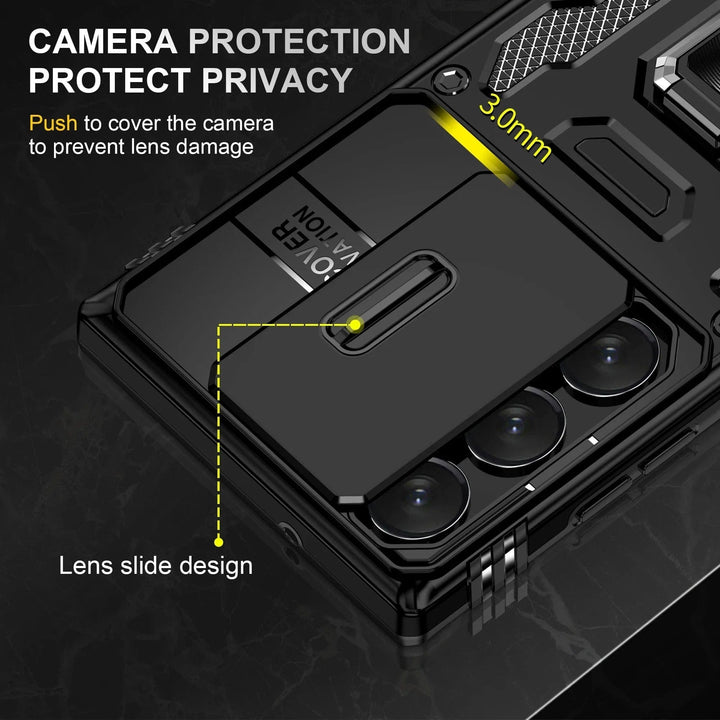 Magnetic Case With Kickstand & Camera Cover For Samsung S Series