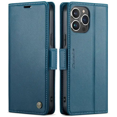 RFID Leather Card Holder Phone Case iPhone 15 / Blue CM20231116-06-iPhone 15-Blue