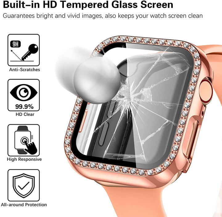 Diamond Tempered Glass Protective Watch Case