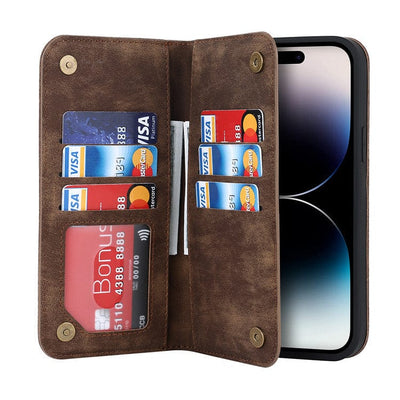 Leather Wallet Phone Case With Magnetic Charging iPhone 12 Mini / Brown CM2022112 Mini9-C-01-iPhone 12 Mini-Brown