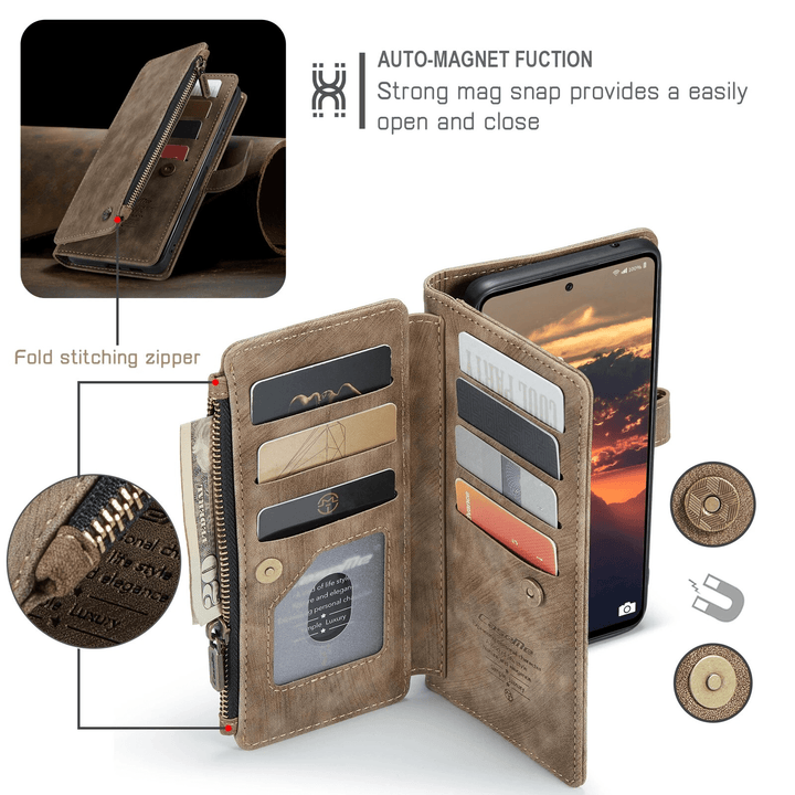 Zipper Leather Wallet Case For Samsung Galaxy A Series