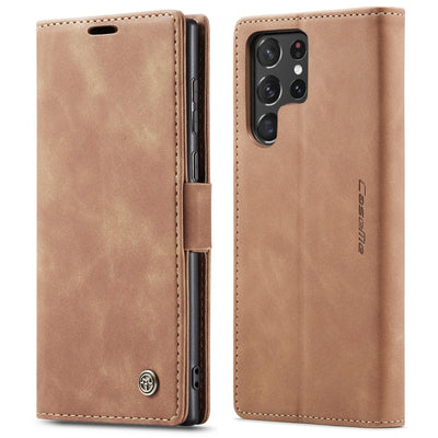 Slim Magnetic Leather Case For Samsung Galaxy Galaxy S23 / Brown CM20230201-C-03-for Galaxy S23-Brown