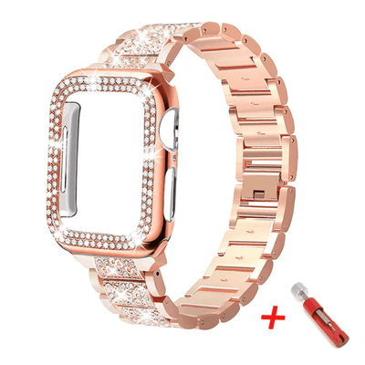 Diamond Watch Band With Case + FREE Band Adjuster Tool Rose Gold / 38mm DP180301S04+T+DP191102S04