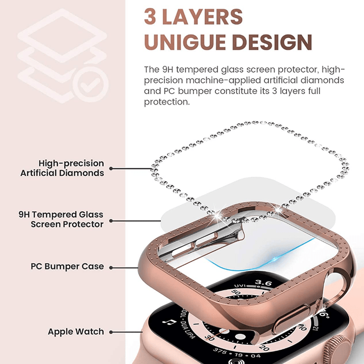 Diamond Tempered Glass Protective Watch Case