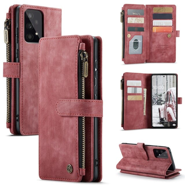 Zipper Leather Wallet Case For Samsung Galaxy A Series Galaxy A13 5G / Red CM20220523-06-Samsung A13 5G-Red