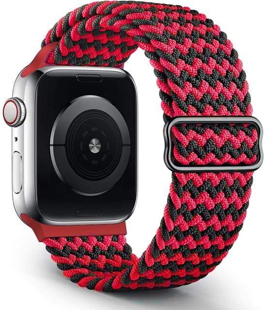 Adjustable Braided Nylon Watch Band Black Red / 38mm, 40mm & 41mm DP210426S07