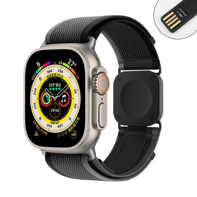 2 In 1 Charger Sports Loop Watch Band Black-Black Gray / 38mm, 40mm & 41mm DP2306153S02