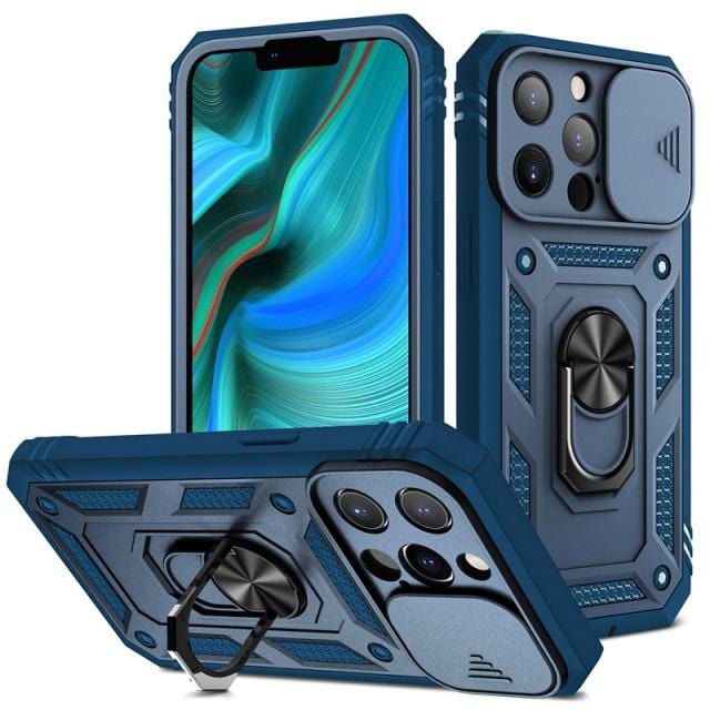 Heavy Duty Magnetic Phone Case With Camera Cover iPhone 7 Plus/ 8 Plus / Blue CM20211012-02-iPhone 7 Plus/8 Plus-Blue
