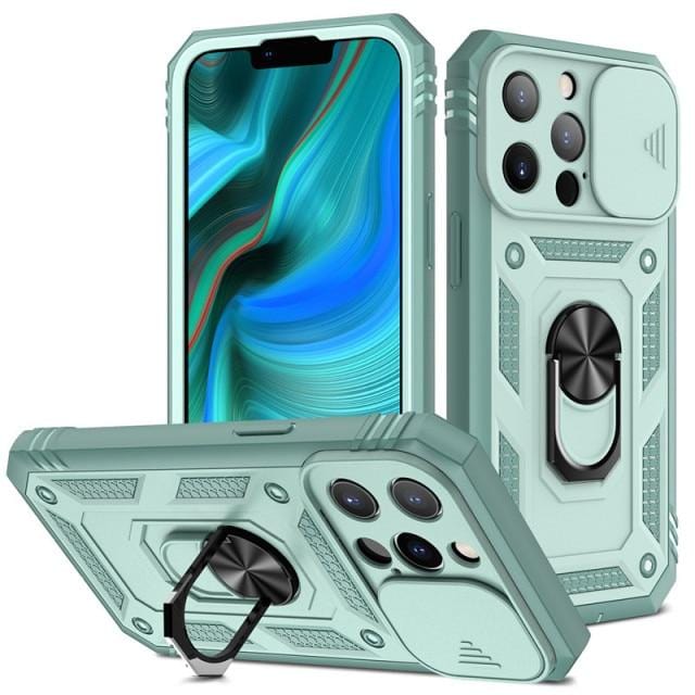 Heavy Duty Magnetic Phone Case With Camera Cover iPhone 7 Plus/ 8 Plus / Green CM20211012-02-iPhone 7 Plus/8 Plus-Green