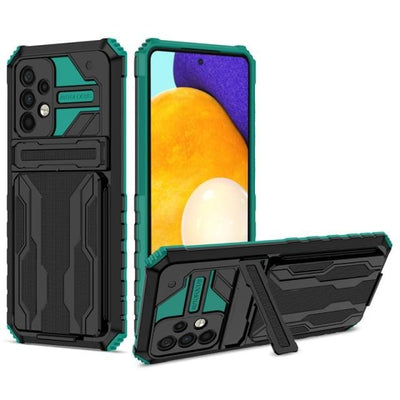 Shockproof Card Holder Case With Kickstand For Samsung A Series Samsung A12 (5G) / Green CM20211012-01-Samsung A12 5G/M12-Green