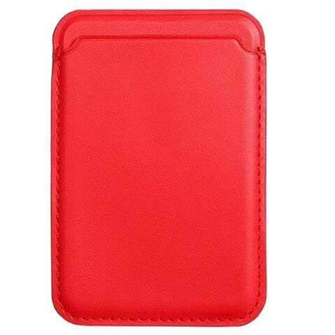 Magnetic Leather Card Holder Wallet Red CM20211023-08-Magsafe bag-Red