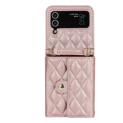 Crossbody Leather Wallet Case For Samsung Z Flip Samsung Z Flip 3 / Rose Gold CM20230714-A-01-Samsung Z Flip 3-Pink