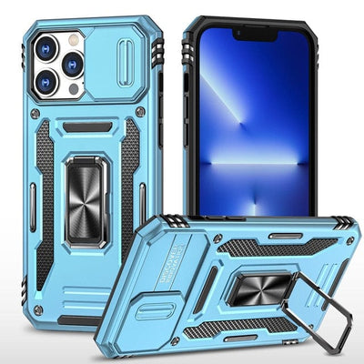 Magnetic Phone Case With Kickstand & Camera Cover iPhone 14 / Sky Blue CM20221010-B-05-iPhone 14-Sky Blue