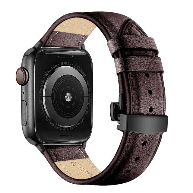 Butterfly Leather Watch Band Coffee / Black Buckle / 38mm, 40mm & 41mm DP2205112eS03