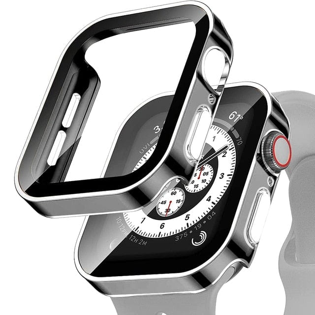 Tempered Glass Scratch Proof Watch Case Black Silver / 40mm DP2208101AS15