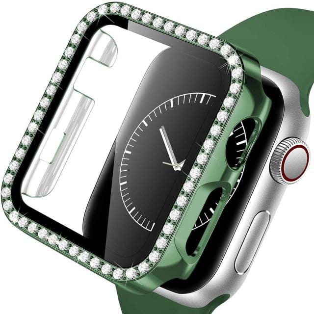 Diamond Tempered Glass Protective Watch Case Green / 38mm DP20930AS07