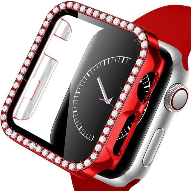 Diamond Tempered Glass Protective Watch Case Red / 38mm DP20930AS08