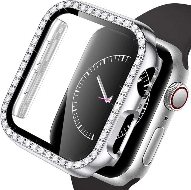 Diamond Tempered Glass Protective Watch Case Silver / 38mm DP20930AS02