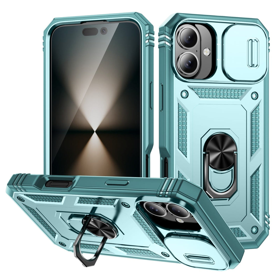 Heavy Duty Magnetic Phone Case With Camera Cover iPhone 17 / Green CM20211012-02-iPhone 17-Green