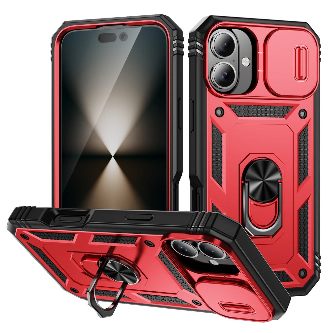 Heavy Duty Magnetic Phone Case With Camera Cover iPhone 17 / Red CM20211012-02-iPhone 17-Red
