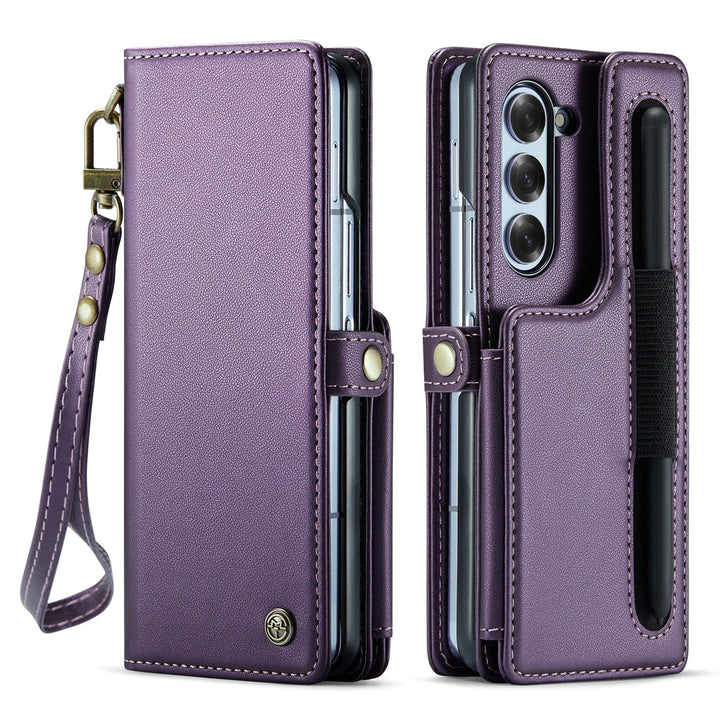 RFID Flip Leather Wallet Case For Samsung Z Fold 6 Samsung Galaxy Z Fold 6 / Purple CM20231114-01-Samsung Fold 6-Purple