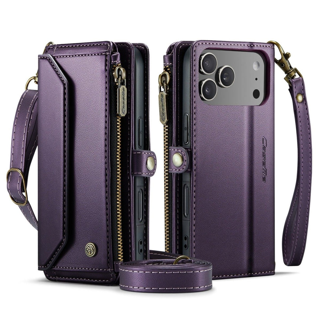 RFID Crossbody Leather Wallet Phone Case iPhone 17 Pro Purple Parkfield Supplies