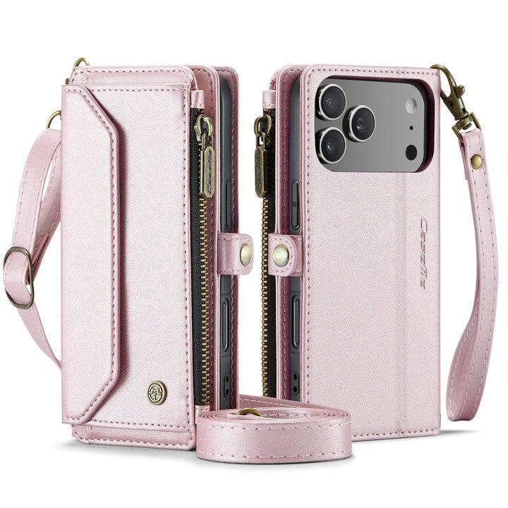 RFID Crossbody Leather Wallet Phone Case iPhone 17 Pro Pink Parkfield Supplies