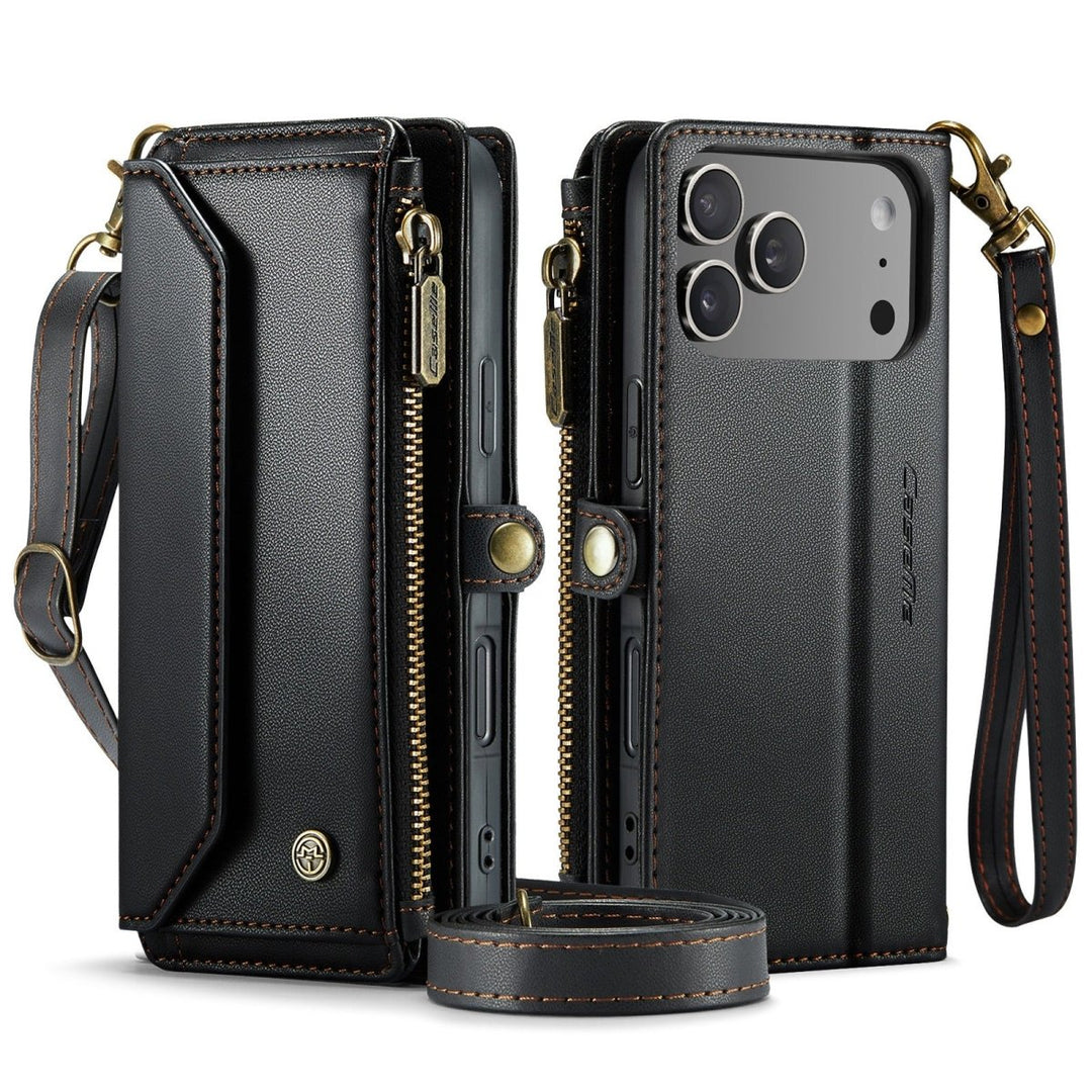 RFID Crossbody Leather Wallet Phone Case iPhone 17 Pro Max Black Parkfield Supplies