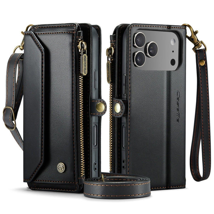 RFID Crossbody Leather Wallet Phone Case iPhone 17 Pro Max Black Parkfield Supplies