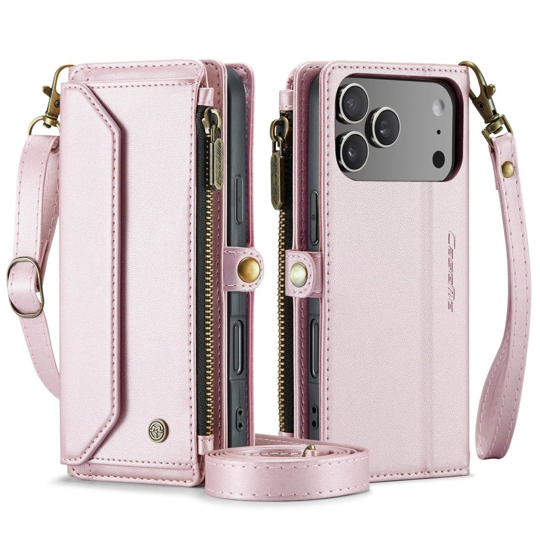 RFID Crossbody Leather Wallet Phone Case iPhone 17 Pro Max Pink Parkfield Supplies