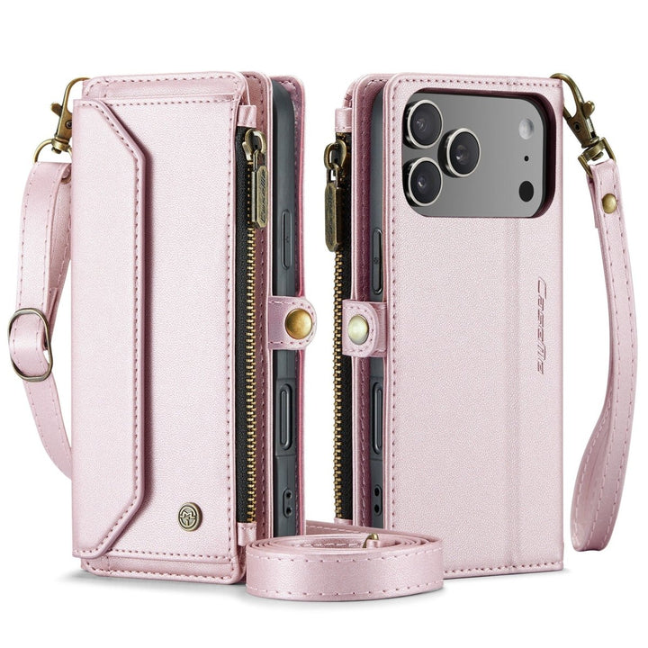 RFID Crossbody Leather Wallet Phone Case iPhone 17 Pro Max Pink Parkfield Supplies