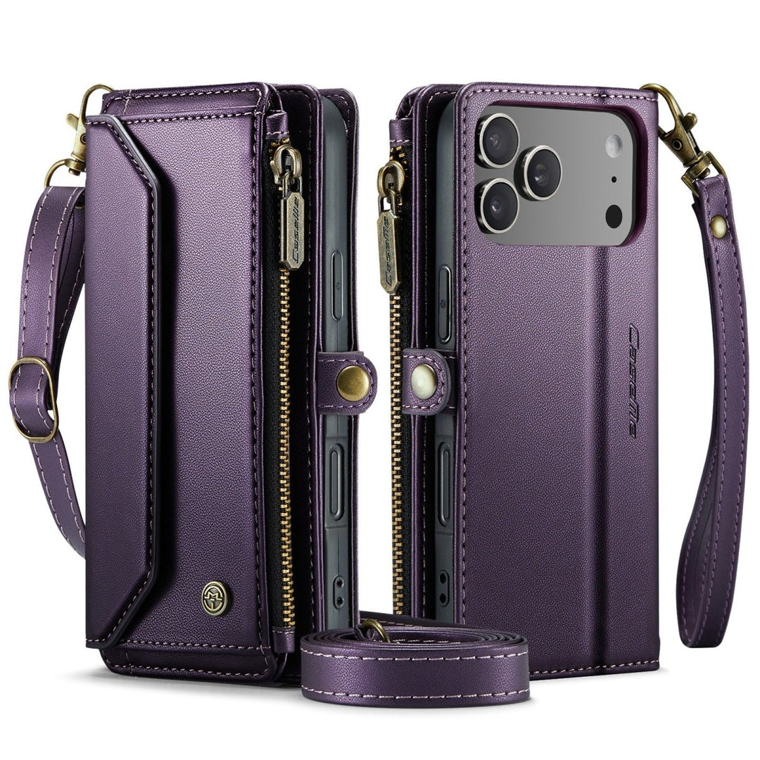 RFID Crossbody Leather Wallet Phone Case iPhone 17 Pro Max Purple Parkfield Supplies