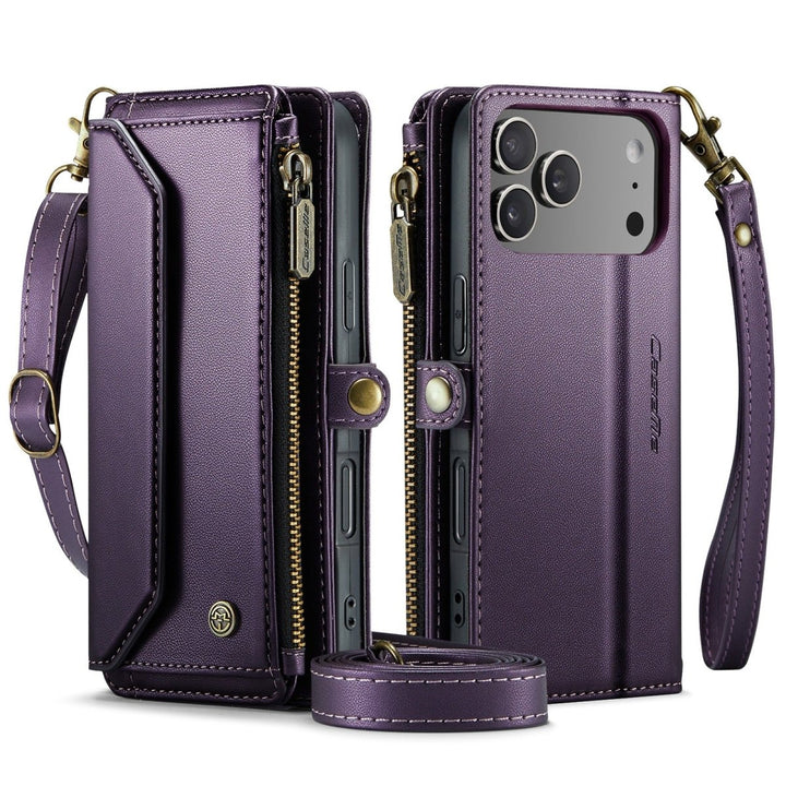 RFID Crossbody Leather Wallet Phone Case iPhone 17 Pro Max Purple Parkfield Supplies