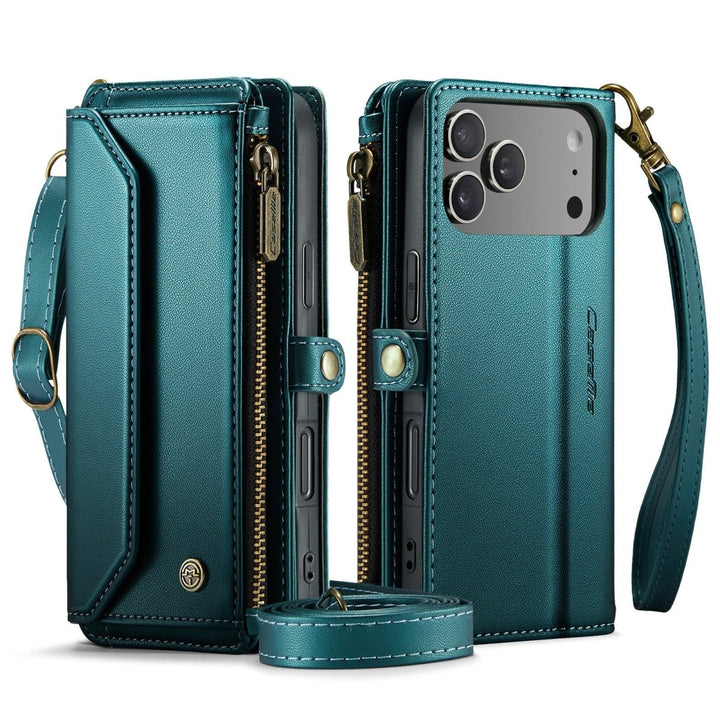 RFID Crossbody Leather Wallet Phone Case iPhone 17 Pro Max Teal Parkfield Supplies