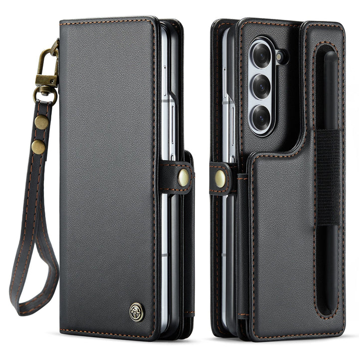 RFID Flip Leather Wallet Case For Samsung Z Fold 6 Samsung Galaxy Z Fold 6 / Black CM20231114-01-Samsung Fold 6-Black