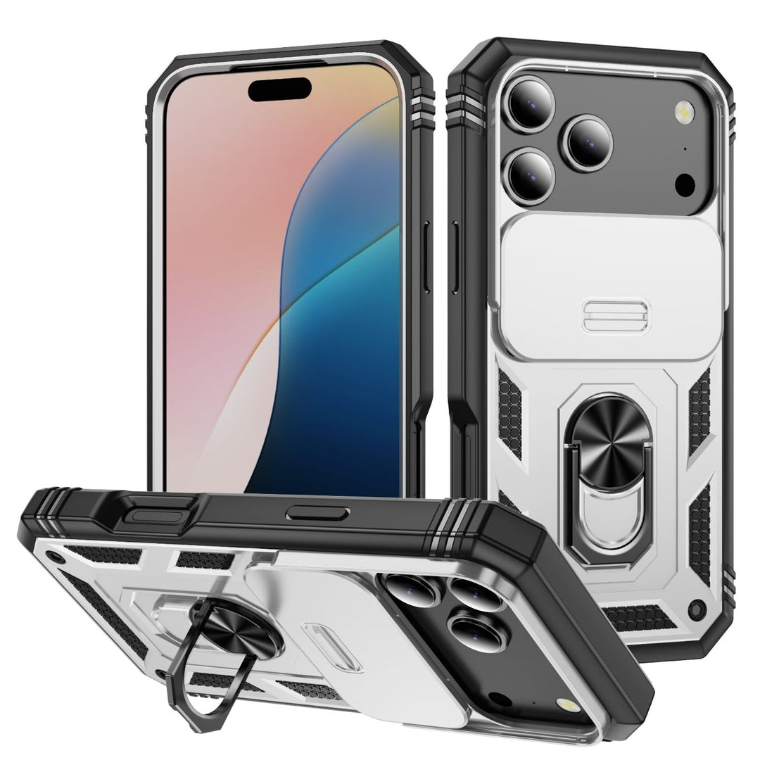Heavy Duty Magnetic Phone Case With Camera Cover iPhone 17 Pro / White & Black CM20211012-02-iPhone 17 Pro-White+Black