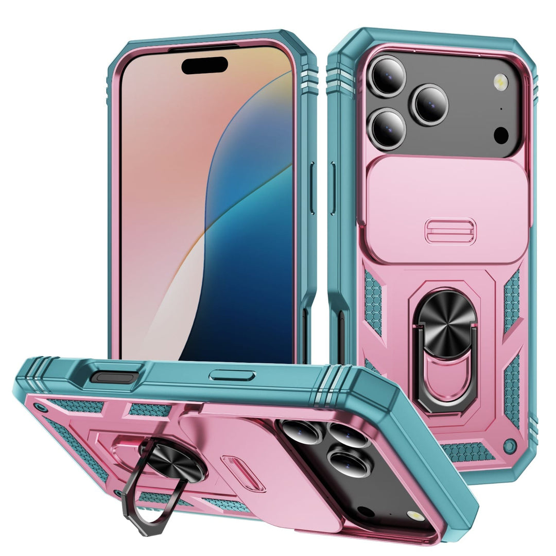 Heavy Duty Magnetic Phone Case With Camera Cover iPhone 17 Pro / Pink & Mint CM20211012-02-iPhone 17 Pro-Pink+Mint