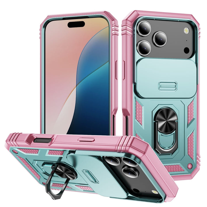 Heavy Duty Magnetic Phone Case With Camera Cover iPhone 17 Pro / Mint & Pink CM20211012-02-iPhone 17 Pro-Mint+Pink