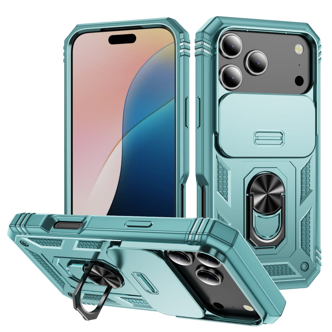 Heavy Duty Magnetic Phone Case With Camera Cover iPhone 17 Pro / Green CM20211012-02-iPhone 17 Pro-Green