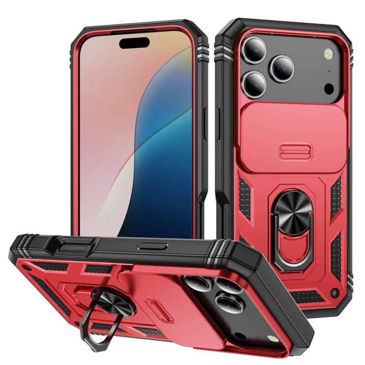Heavy Duty Magnetic Phone Case With Camera Cover iPhone 17 Pro / Red CM20211012-02-iPhone 17 Pro-Red