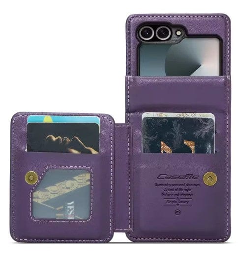 RFID Flip Leather Wallet Case For Samsung Z Flip Purple / Samsung  Galaxy Z Flip 6 CM20250830-01-Samsung Z Flip 6-Purple