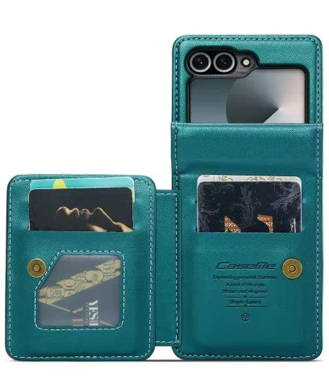 RFID Flip Leather Wallet Case For Samsung Z Flip Green / Samsung  Galaxy Z Flip 6 CM20250830-01-Samsung Z Flip 6-Blue