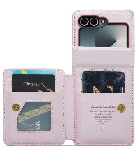 RFID Flip Leather Wallet Case For Samsung Z Flip Pink / Samsung  Galaxy Z Flip 6 CM20250830-01-Samsung Z Flip 6-Pink