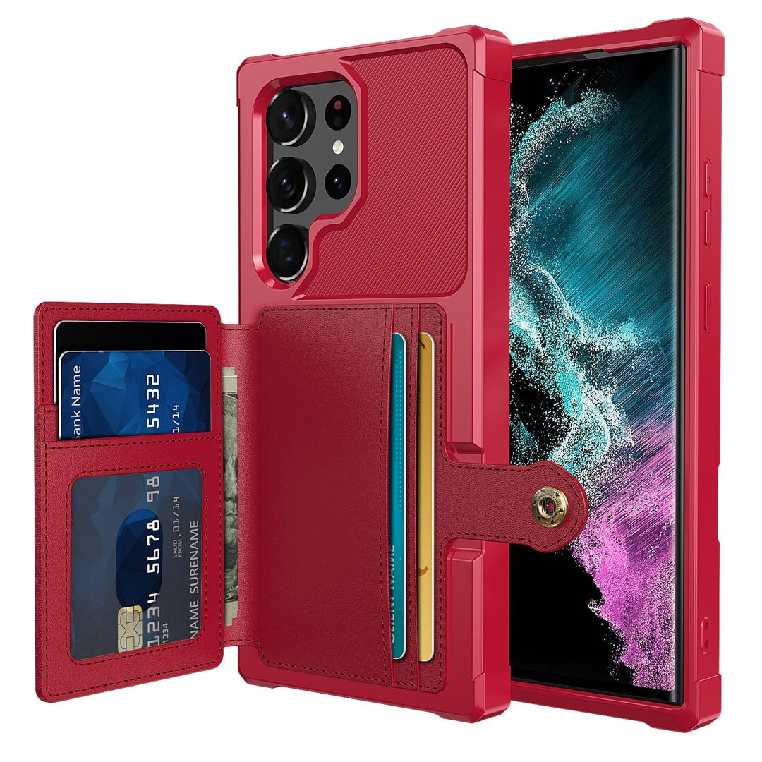 Magnetic Leather Wallet Case For Samsung Galaxy S Galaxy S23 Ultra / Red M20220305-Samsung S23 Ultra - Red