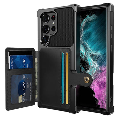 Magnetic Leather Wallet Case For Samsung Galaxy S Galaxy S23 Ultra / Black M20220305-Samsung S23 Ultra - Black