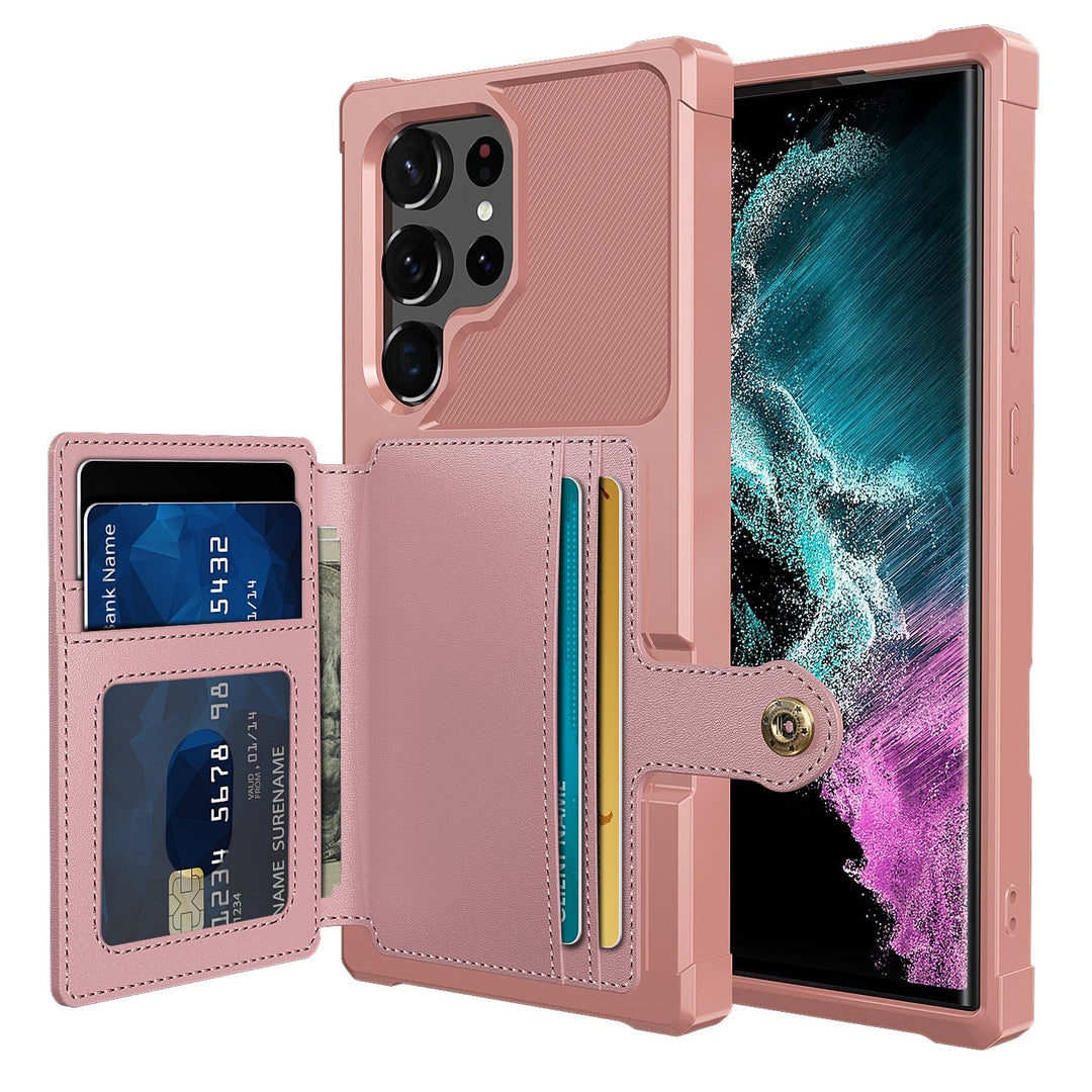 Magnetic Leather Wallet Case For Samsung Galaxy S Galaxy S23 Ultra / Rose Gold M20220305-Samsung S23 Ultra - Rose Gold