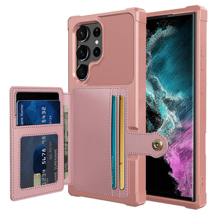 Magnetic Leather Wallet Case For Samsung Galaxy S Galaxy S23 Ultra / Rose Gold M20220305-Samsung S23 Ultra - Rose Gold