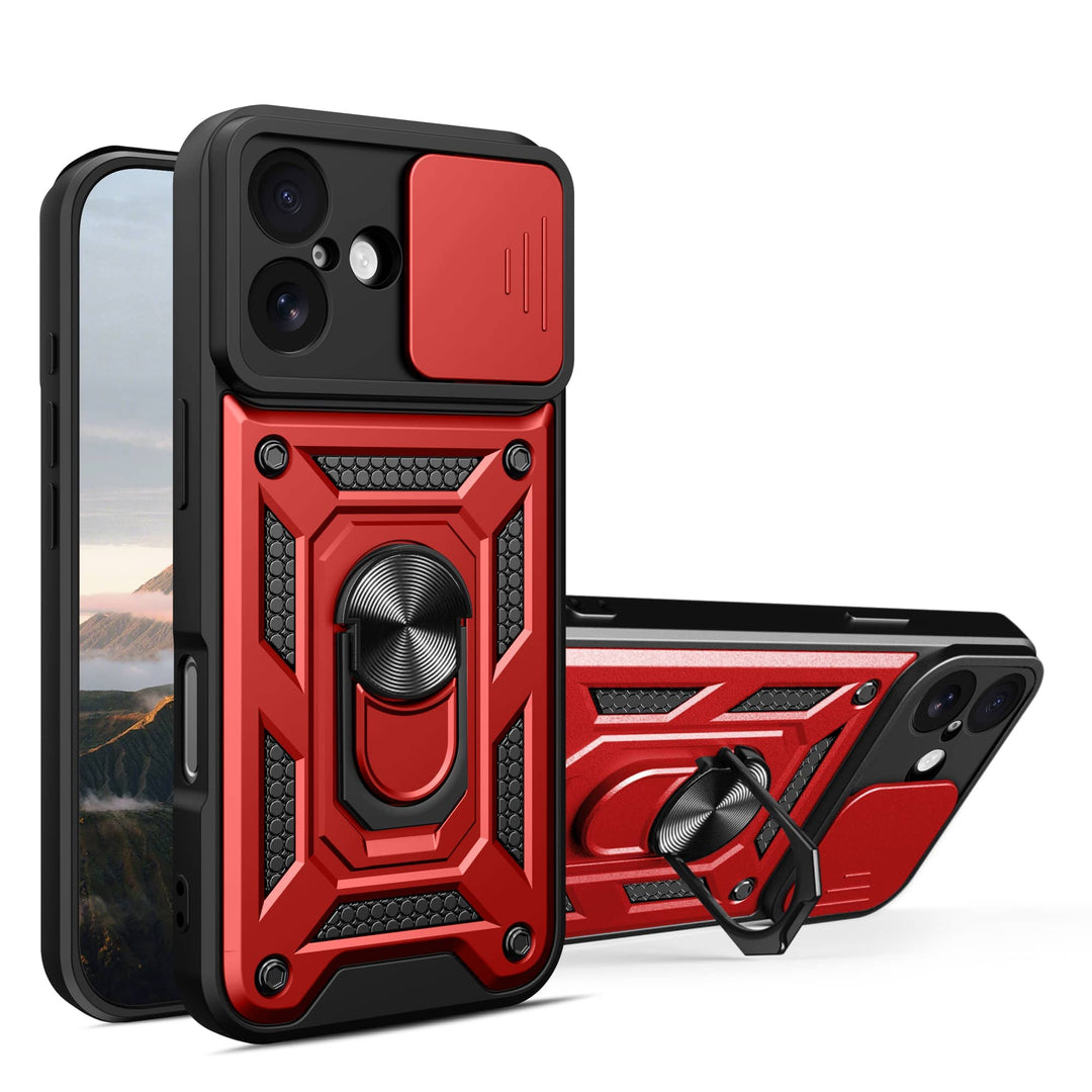 Magnetic Shockproof Phone Case With Camera Cover iPhone 16 / Red CM220811-02-iPhone 16-Red
