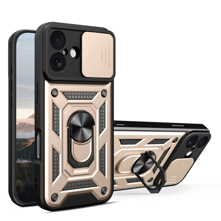 Magnetic Shockproof Phone Case With Camera Cover iPhone 16 / Gold CM220811-02-iPhone 16-Gold